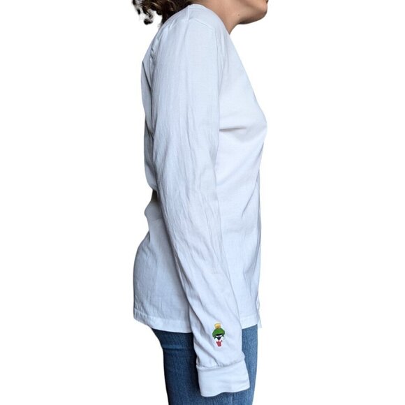 H&M Buggs Bunny White Long Sleeve Shirt with Characters on Sleeves  Women Size M - Picture 3 of 11